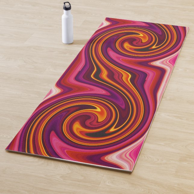 Orange and Purple Swirl - Cool Abstract Trippy Yoga Mat (In Situ)