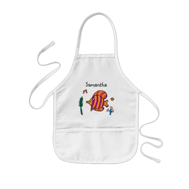 Orange and Purple Tropical Fish with Seahorses Kids' Apron (Front)