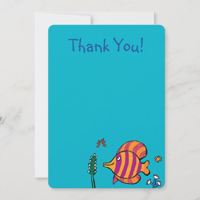 Orange and Purple Tropical Fish with Seahorses Thank You Card (Front)