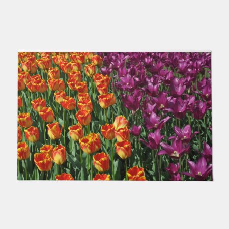 Orange And Purple Tulips Beauty     Doormat