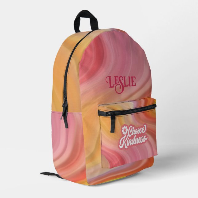 Orange and Raspberry Sherbet - Choose Kindness   Printed Backpack (Back Corner Left)