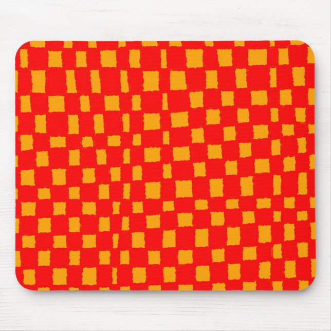 Orange and Red Checkered Checkerboard Pattern Bold Mouse Pad (Front)