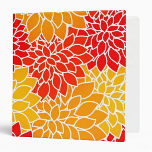 orange and red dahlias  3 ring binder