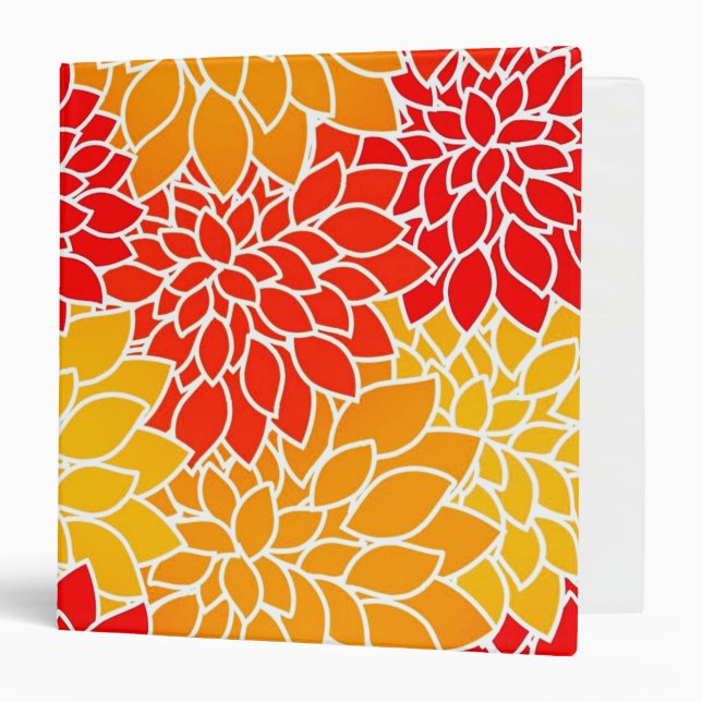 orange and red dahlias  3 ring binder (Front/Inside)