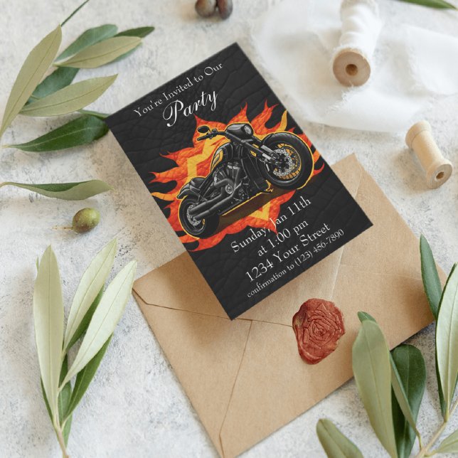 Orange and Red Experience the Flames Bike Party! Invitation (Creator Uploaded)