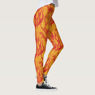 Orange and Red Flames Fractal Leggings