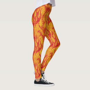 Hot Girl Flame Leggings, Yellow & Red Women's Teen Fire Print Abstract  Stretchy Pants / Hot Rod Sexy Racing Look / Buttery Fashion Tights -   Canada