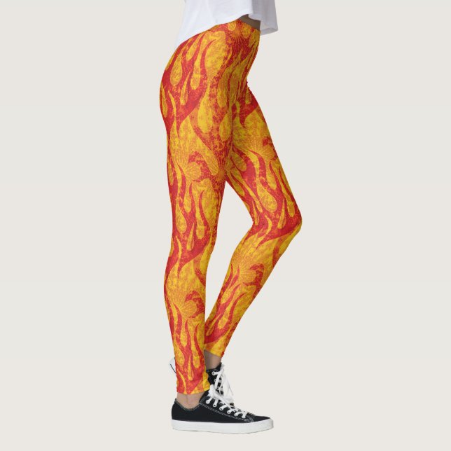 Orange and Red Flames Fractal Leggings (Right)