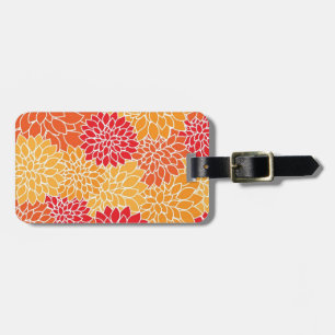 Orange And Red Flowered Luggage Tag