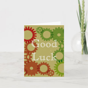 Orange and red gear background, GoodLuck Card