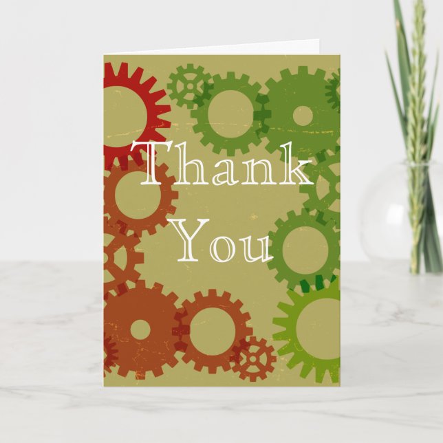 Orange and red gear background, ThankYou Thank You Card (Front)