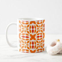 Orange and Red Geometric Floral Coffee Mug