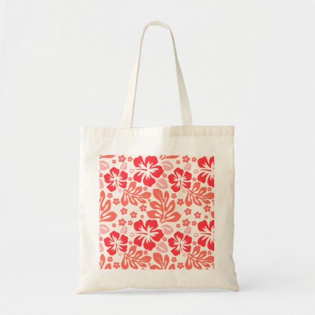 Orange and red hibiscus pattern - Hawaii! Tote Bag (Front)