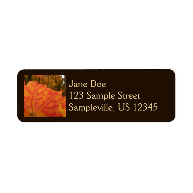 Orange and Red Maple Leaf Abstract Autumn Nature Label (Front)