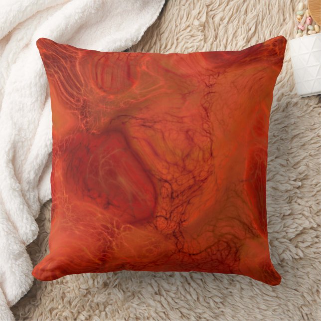 orange and red Marble abstract Throw Pillow (Blanket)