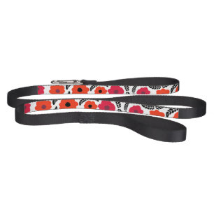 Orange and Red Modern Floral Pet Leash