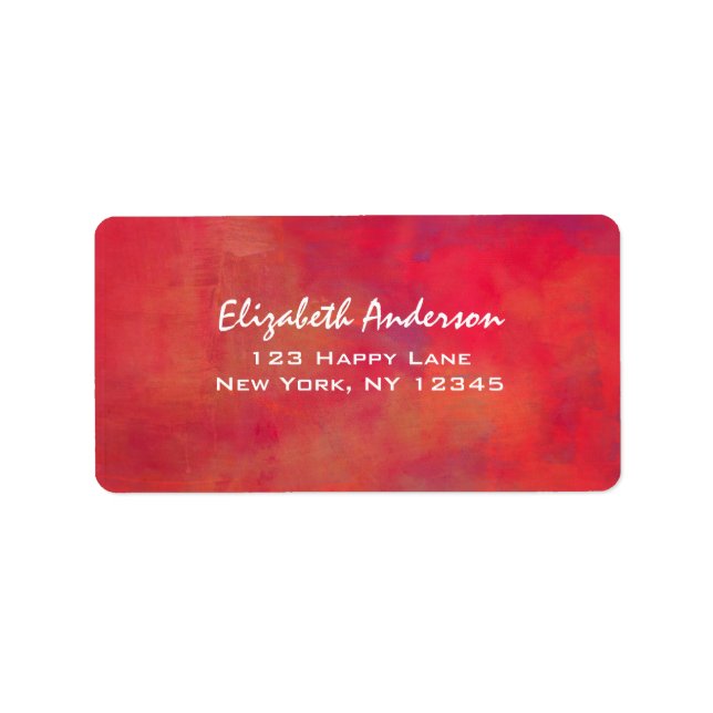 Orange and Red Paint Abstract Background Label (Front)
