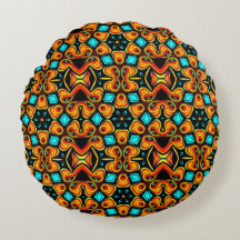 Orange and Red Round Pillow