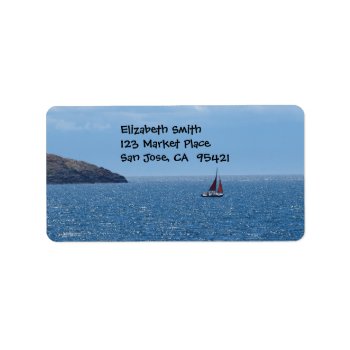 Orange And Red Sail Boat Address Label by ChristyWyoming at Zazzle