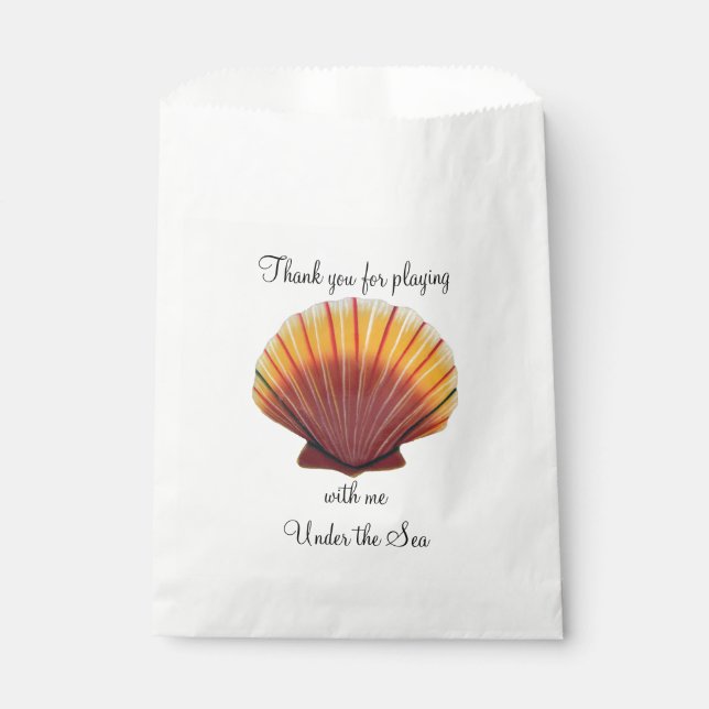 Orange and Red Scallop Shell Favor Bag (Front)