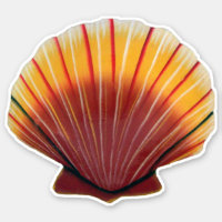 Red Scallop Seashell Sticker