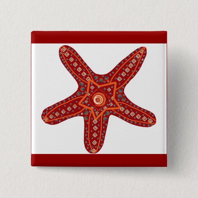 orange and red starfish button (Front)