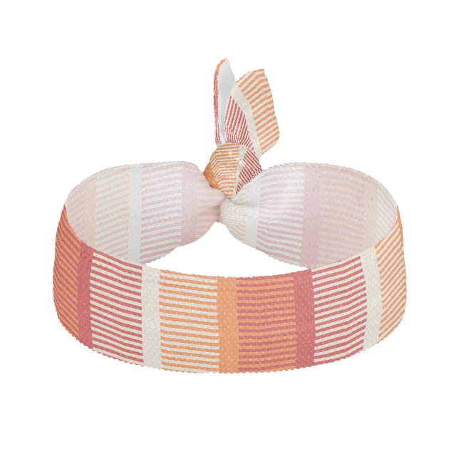 Orange and Red Stripes Elastic Hair Tie (Front)