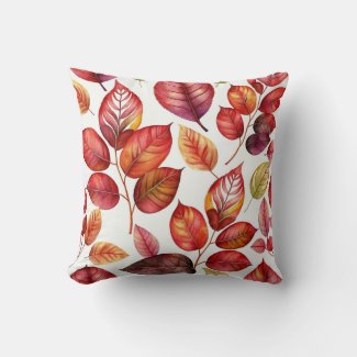 Orange and Red Vibrant Fall Leaves Throw Pillow