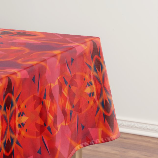 Orange And Red Vintage Abstract Pattern Tablecloth (In Situ)