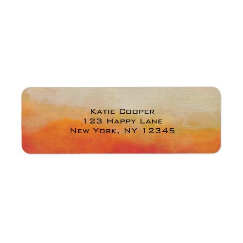 Orange and Sandy Beige Abstract Landscape Painting Label