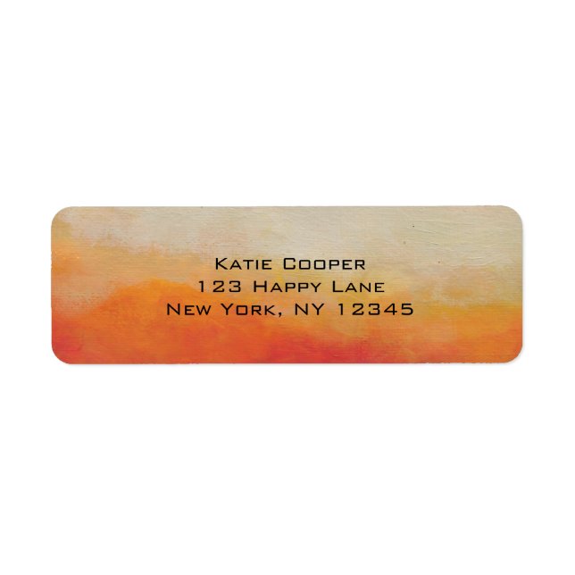 Orange and Sandy Beige Abstract Landscape Painting Label (Front)