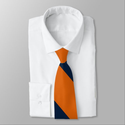 Orange and Shy Blue Broad University Stripe Tie