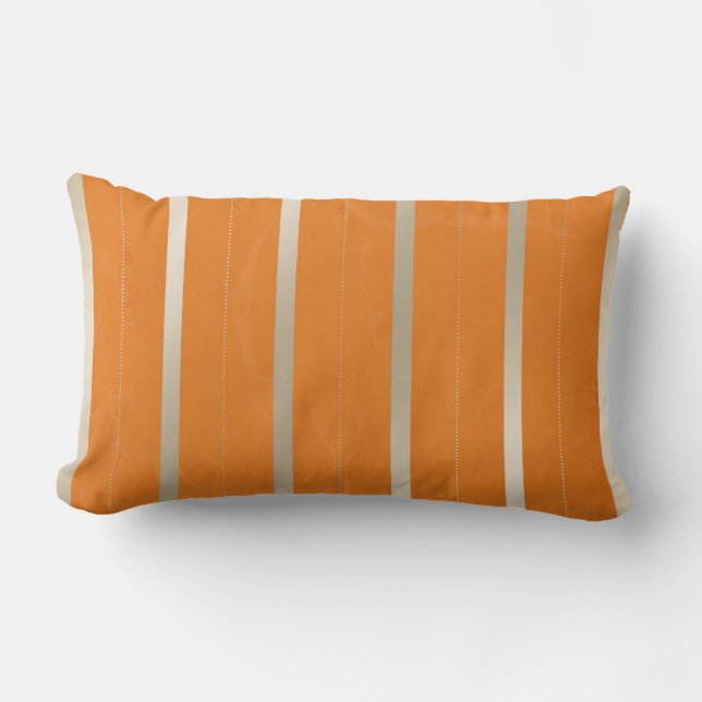 Orange and Silver Stripes Throw Pillow (Front)
