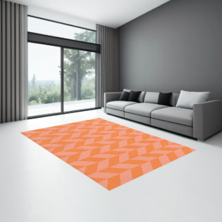 Orange and soft pink chevrons Area Rug