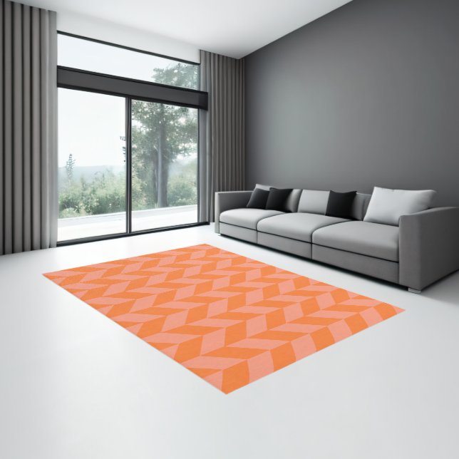 Orange and soft pink chevrons Area Rug (Insitu (Indoor 3))