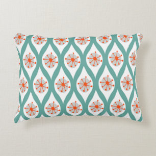 Orange and Teal Abstract Decorative Pillow