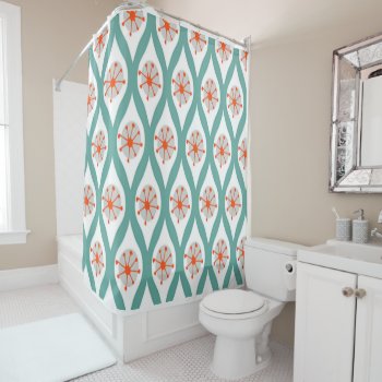 Orange And Teal Abstract Shower Curtain by Pizazzed at Zazzle
