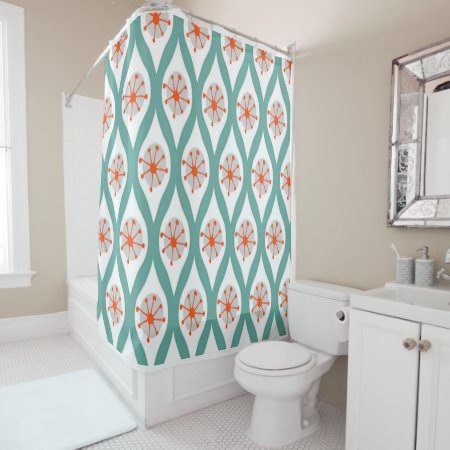 Orange And Teal Abstract Shower Curtain