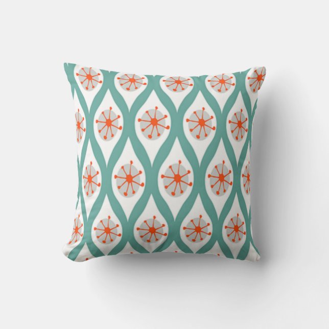 Orange and Teal Abstract Throw Pillow (Front)