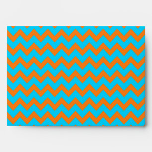 Orange and Teal Blue Chevron Pattern Envelope