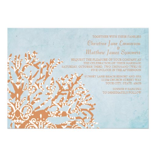 Coral And Teal Wedding Invitations 6