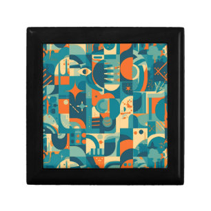 Orange and Teal Geometric Abstract Gift Box