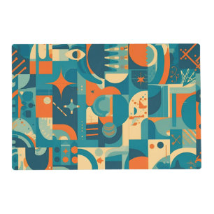 Orange and Teal Geometric Abstract Placemat