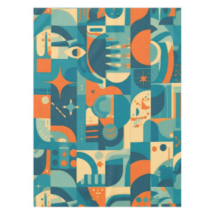 Orange and Teal Geometric Abstract Tablecloth