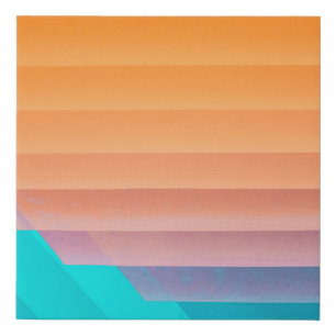 Orange and teal illustration faux canvas print
