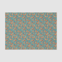Orange and Teal Layered Scrolls Tissue Paper