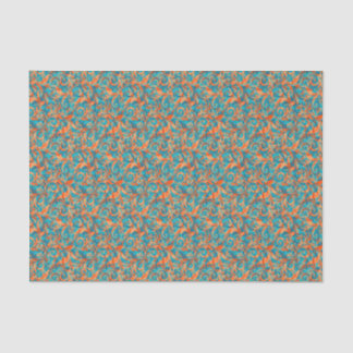Orange and Teal Layered Scrolls Tissue Paper