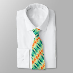 Orange and Teal Mosaic Pattern Neck Tie