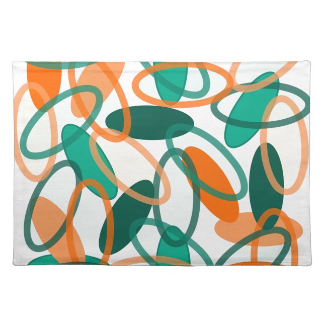 Orange and Teal Ovals  Cloth Placemat (Front)