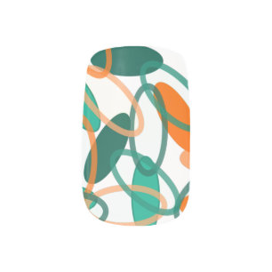 Orange and Teal Ovals Minx Nail Art